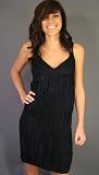 Ruth Black Beaded Silk Crinkle Baby Doll Dress