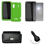 EMPIRE Black Leather Case Pouch with Belt Clip and Belt Loops + Neon Green  ....