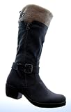 Stiefel Damen Schuhe Grau Winter Stiefel gefüttert kleiner Absatz Gr. 37