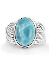 Sterling Silver Ring with Oval Larimar Stone (BTS-NRB6704/LR/R)