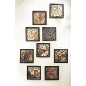 Set of 9 Dimensional Botanical Leaf Iron Art Wall Plaques 12 by CC Home Furnishings