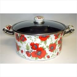 Enamel 7.5 Quarter Stockpot in Red Flowers