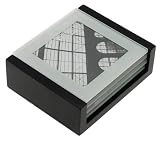 4 Glass Coasters Photo Gift Set - Insert Your Own Photos - Dark Mahogany Colour Stand