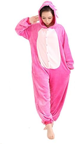 Adornplant Animal Cosplay Costume Adult Onesies Unisex Pajamas Pink Stitch (S)