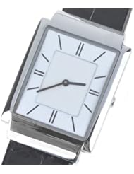 Orient Idea Ori-0297E Chic Unisex Rectangular Case Slim Design Quartz Watch with Synthetic Leather Band for Male - White