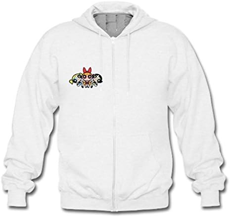 HuaTu The Powerpuff Girls Youth Hoodie Zipped Up Unisex Small White