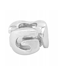 De Buman Sterling Silver Letter G Charm Bead-fits Pandora, Troll & Chamilia European Charm Bracelets