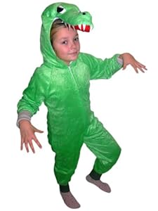 AN64 Talla 122-128 Disfraz de Cocodrilo para niños, cómodo de llevar encima de la ropa