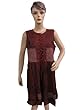 Mogulinterior Dresses, Maroon Embroidered Stonewashed Rayon Tank Dress for Womens