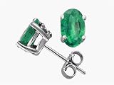 0.90 cts Genuine Oval Emerald Earring Studs - 14kt White or Yellow Gold