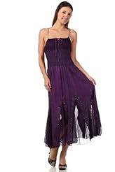 Empire   Waistline Embroidered Shirred Sheer Cotton/Crepe/Metallic/Rayon  Dress