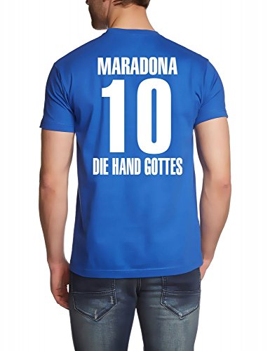 Coole Fun T-Shirts MARADONA t-shirt DIE HAND GOTTES NR.10 Argentinien vorne+hinten, Grösse: M