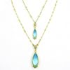 Aquamarine Blue & Peridot Green Dual Teardrop Necklace
