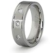 7mm Stainless Steel Men's Ring with 3 CZ's (Sizes 8-12)