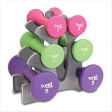 41Xu b8HQiL. SL160  Tone Fitness SDNHS TN020 20 Pound Hourglass Shaped Dumbbell Set with Rack
