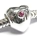 Queenberry (Free S/H) Mother's Day Gift Sterling Silver Heart Love Mother Mom Bead Pink Rose CZ Crystal For Pandora Troll Chamilia European Charm Bracelets