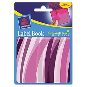 Avery 22071 - Removable Label Pad Books, 1 x 3 Purple & 2 x 3 Magenta, Purple Wavy, 80/Pack-AVE22071