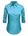 LE3NO Womens Slim-Fit 3/4 Sleeve V Neck Casual Work Shirts Top with Stretch