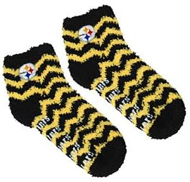 Pittsburgh Steelers NFL Adult Fuzzy Chevron Striped Soft Sleep Socks-Size Medium