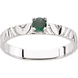 14 karat white-gold Children's Genuine Emerald May Birthstone Ring