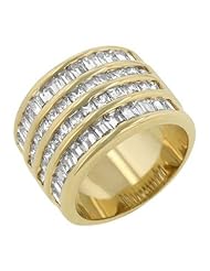4 Row Gold Cubic Zirconia Cocktail Ring