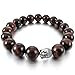 Men,Women's 10mm 12mm Alloy Bracelet Link Wrist Energy Stone Brown Silver Tiger Eye Buddha Mala Beads Elastic