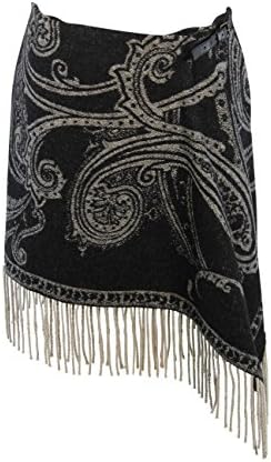 Etro Milano Womens Asymmetrical Skirt Size 44 Regular Geometric Grey Wool