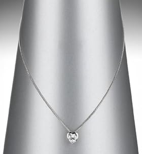 Platinum Plated Diamanté Heart Pendant Necklace