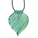 Dazzling Blue Green Flower Petal Pugster Murano Glass Pendant