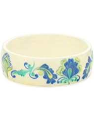 Chamak by priya kakkar Hand Painted Yellow, Green, and Blue Floral Bangle Bracelet