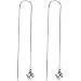 14K White Gold CZ Threader Earrings