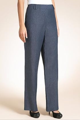 Pure Linen Flat Front Wide Leg Trousers
