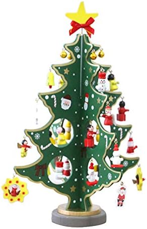 Christmas tree Xmas Decoration Wooden DIY Desktop Mini Tree with Small Pendant