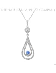 0.32ct. Natural Untreated Blue Sapphire Pendant with 82 Diamonds 0.51ct. total.