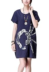 A-line Summer Bateau Neck Empire   Waistline Cotton Applique Short Sleeves  Dress
