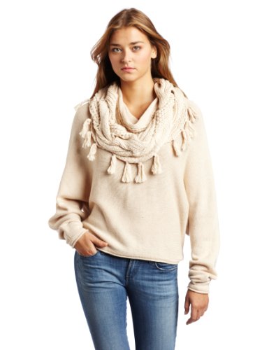 BCBGMAXAZRIA Women's Ziona Cable Collar Pullover Sweater, Heather Corozo, Medium
