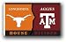 NCAA, T. Longhorns vs. T. A&M Aggies 3x5 House Divided rivalry banner