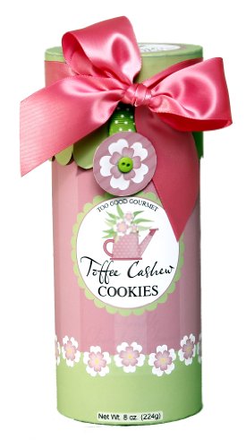 Too Good Gourmet Toffee Cashew Cookies, 8-Ounce Floral Pink Spring Tubes (Pack of 4)
