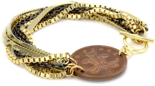 Ax + Apple Dakota Vintage Coin Mixed Metal-Plated Chain Bracelet
