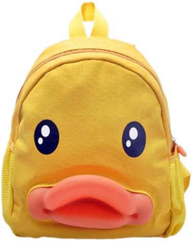 Kawaii Canvas Pre-School Bag Cute Cartoon Duck Backpack for Kindergarten Children Toddlers and Kids