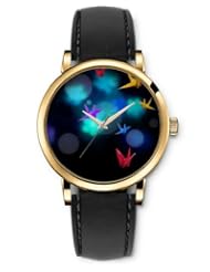 SPRAWL Aanalog Fashion Series Gold Ladies Watches of Genuine Black Leather Strap,Unique Wrist Watch for Women Girls Designed with Gulls colors