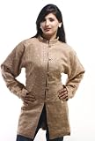 Pure Soft Wool Shawl Stole Wrap Jacket Beautiful Flower Embroidery - Beige