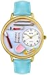 Whimsical Watches Unisex Dental Gold G0620001 Blue Leather Analog Quartz Watch with White Dial