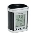 Victor Products - Victor - Plastic Pencil Cup w/LCD Display, 3 1/2 x 3 x 4, Black/Chrome/Pewter - Sold As 1 Each - LCD display shows time, date, month, year, and temperature (in Celsius or Fahrenheit). - Alarm clock reminds you of appointments. - Holds a 