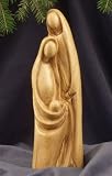 Sculpture Holy Family modern. Height 25 cm. Hand-carved from olive woodin the Holy Land.IMAGE