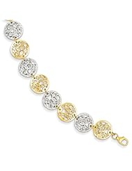 14K Two-tone Polished & Diamond Cut Circle Bracelet Length 7"