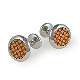 Dots Round Wood Cufflink with Stud Back