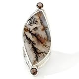 Sterling Silver Agate & Smoky Quartz Ring