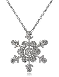 Sterling Silver Snowflake Pendant Necklace (1/5 cttw, I-J Color, I3 Clarity), 18"