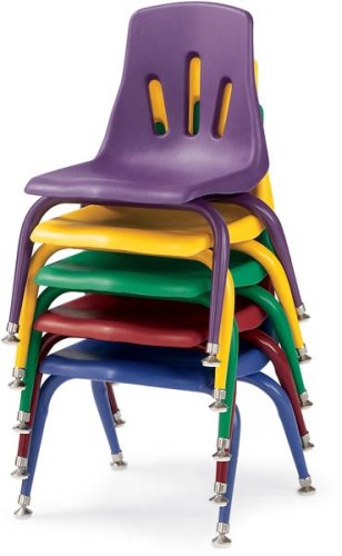 Jonti-Craft 8124JC6119 Berries Plastic Chairs with Powder Coated Legs - 14 Inches High - Set of 6 - Green